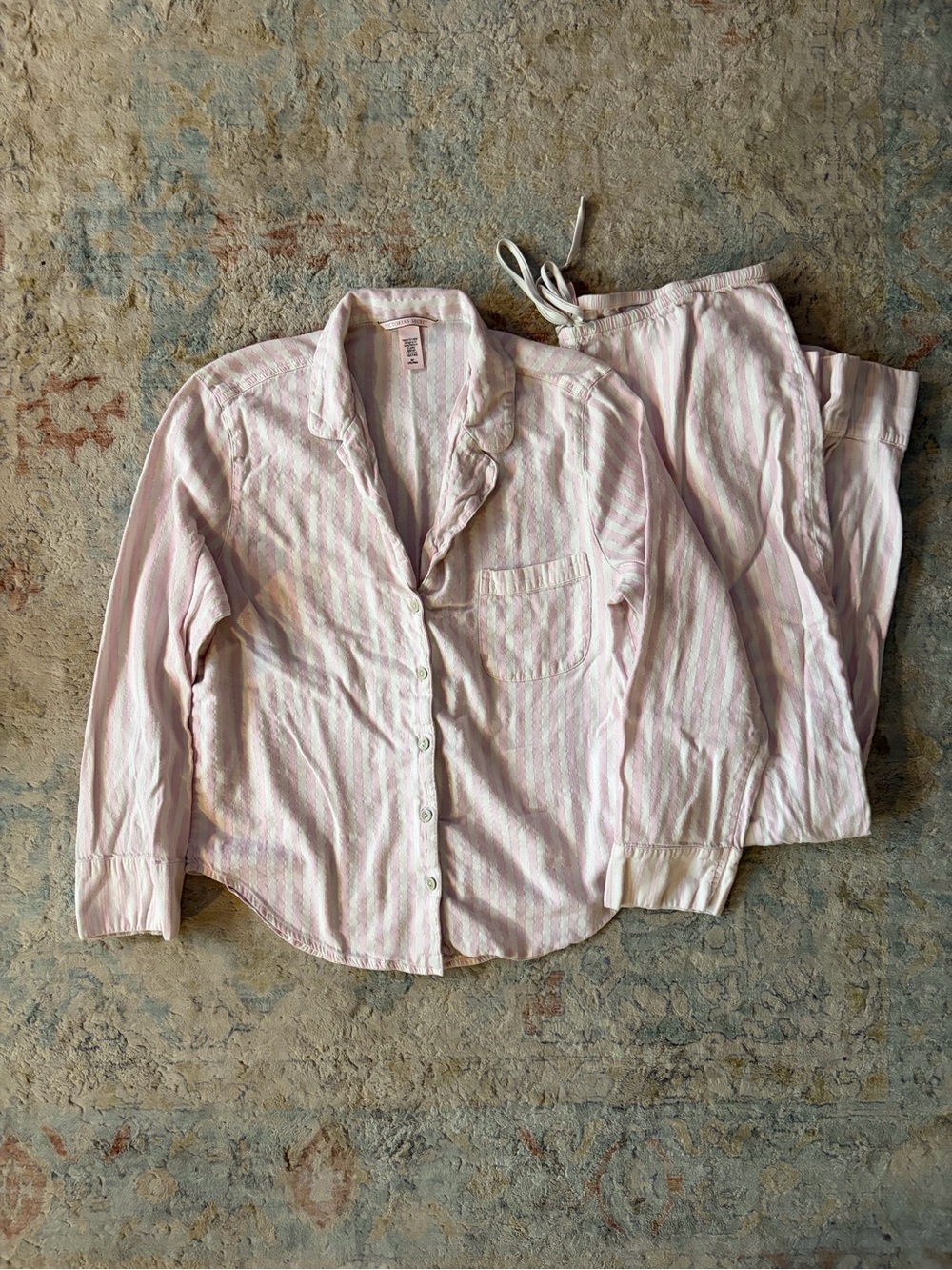 Victoria's Secret Light Pink Striped Pajama Set